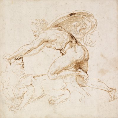 ライオンを圧倒するヘラクレス、c1500-1520 作： Raphael