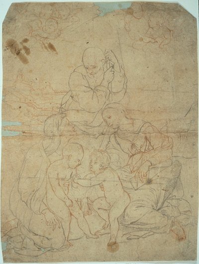 聖エリザベトと幼い洗礼者ヨハネのいる聖家族 作： Raphael