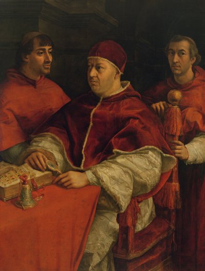 レオXとカージナルスジュリオデメディチ、ルイージデロッシ、1517〜18年 作： Raffaello Sanzio Raphael