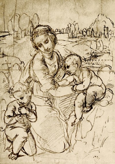 聖ヨハネとマドンナと子供 作： Raffaello Sanzio Raphael