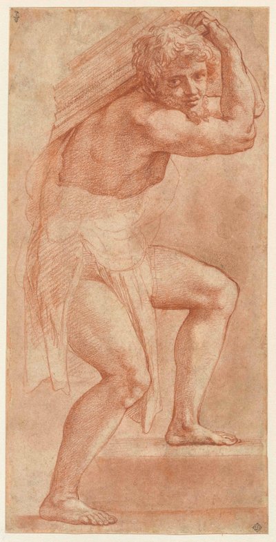 重荷を背負って半分包まれた男、1514～1516年。 作： Raphael