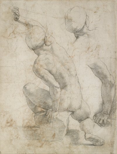 石の上に座る裸の男、16世紀初頭 作： Raphael