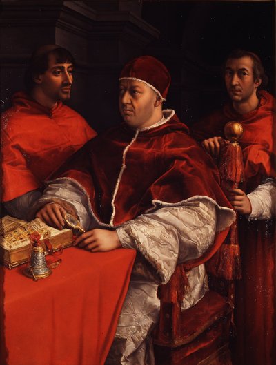 カーディナルスのジュリオデメディチとルイージデロッシの教皇レオXの肖像、1518年頃 作： Raffaello Sanzio Raphael