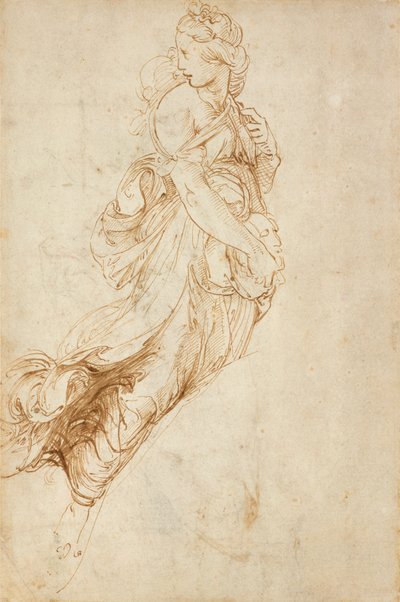 Recto: メルポメネ像の習作、c1500-1520 作： Raphael