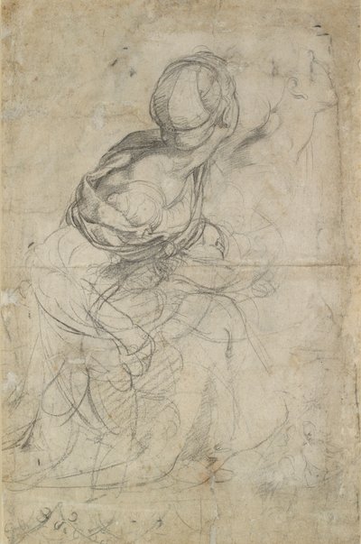 2人のひざまずく女性の研究、c1500-1520 作： Raphael