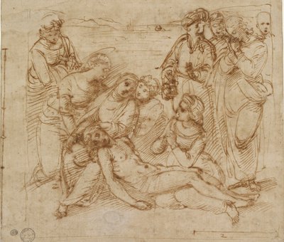 キリストの埋葬のための嘆きの習作、16世紀初頭 作： Raphael