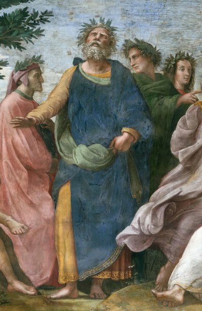 パルナサス。 スタンツァ デッラ セニャトゥーラのフレスコ画の詳細、1510 ～ 1511 年頃。 作： Raphael