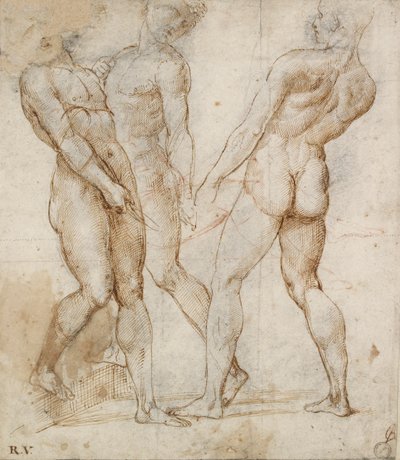 3人のヌードベアラー埋葬のための研究、16世紀初頭 作： Raphael