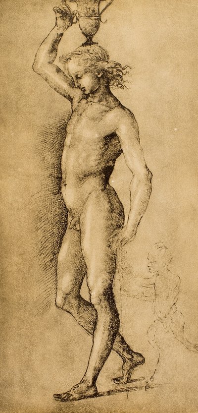 イファリーノとして知られるバッカス。ラファエルが描いています。内閣描画と版画、ウフィツィ美術館、フィレンツェ 作： Raffaello Sanzio Raphael