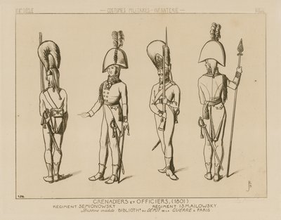 ロシアの手榴弾兵と将校、1801 作： Raphael Jacquemin