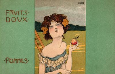 リンゴ狩り、1900年頃（イラスト） 作： ラファエル・キルヒナー