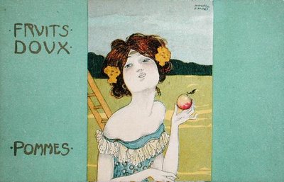 リンゴ、甘い果物」、ポストカード、c.1900（リトグラフ 作： Raphael Kirchner