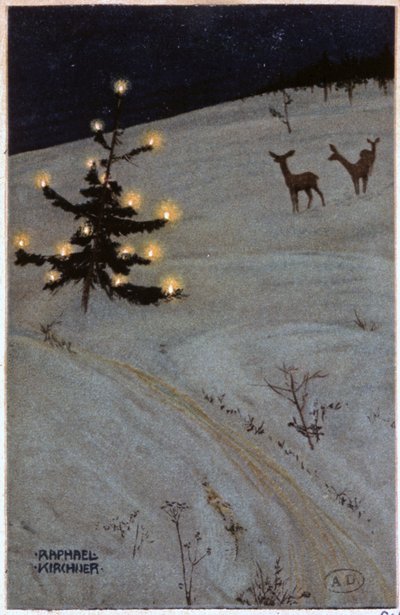雪の中のクリスマス ツリー 作： Raphael Kirchner