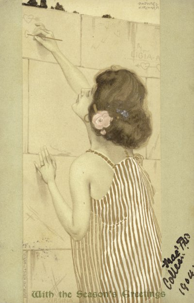 壁に書いている女の子 作： Raphael Kirchner