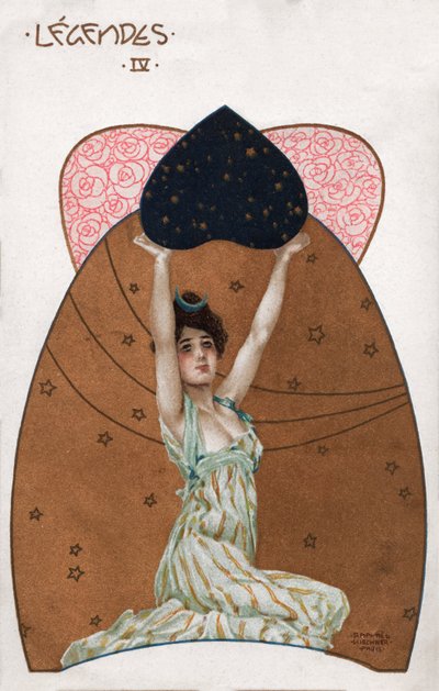 セセッシオン様式の女性、1900年頃（イラスト） 作： ラファエル・キルヒナー