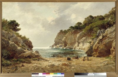 Raphael Luc Ponson (1835-1904) による Porquerolles 絵画の Oustau Diou 入り江 必須の言及: プロヴァンス、マルセイユのコレクション財団 作： Raphael Luc Ponson