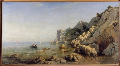 マルセイユ近郊のソルミウ・カランクの海岸（キャンバスに油彩）。 作： Raphael Luc Ponson