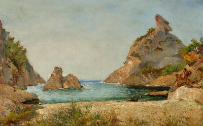 フィゲロールの入り江の眺め、ラ シオタ、ローヌ川の口 ラファエル リュック ポンソン (1835-1904) による絵画 寸法 38x60 cm ミュゼ シオタデン ラ シオタ 作： Raphael Luc Ponson