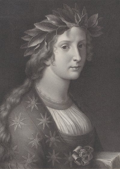 詩、月桂樹の冠を持つ女性、1827年 作： Raphael Morghen