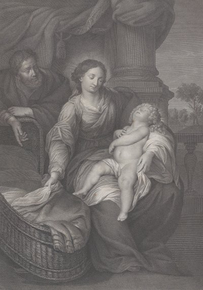 聖家族、聖母の膝の上で眠っているキリストの子供、1786 作： Raphael Morghen