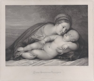 眠っているキリストの子供を抱きしめるマドンナ、1797年。 作： Raphael Morghen