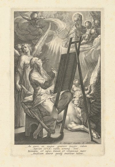 聖母を描く聖ルカ 作： Raphael Sadeler I, after Bartholomaeus Spranger