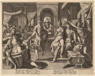 側室の間のサルダナパルス 作： Raphael Sadeler I after Joos van Winghe