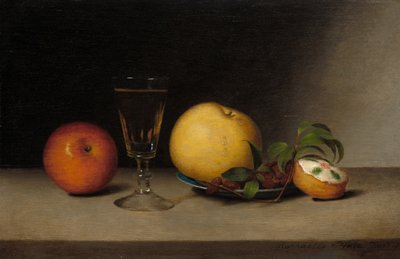 リンゴ、シェリー、ティーケーキのある静物 作： Raphaelle Peale