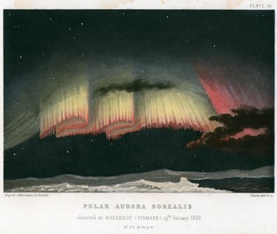 オーロラ ボレアリスまたはオーロラ、カーテン フォーム 1839. [1872] 作： Rapine