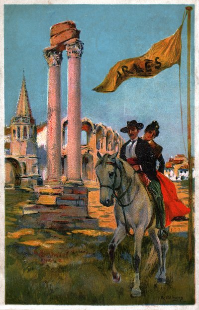 アルルの街並み。(イラスト、1920年頃) 作： Raymond Allegre