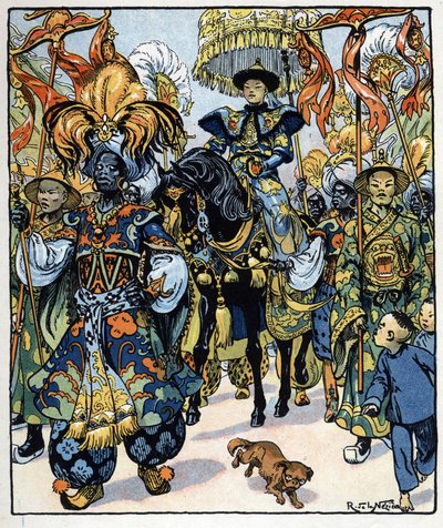 アラジン、スルタンの宮殿へ行く：『アラビアン・ナイト』の「アラジン、あるいはすばらしいランプ」の挿絵。 作： Raymond de la Neziere
