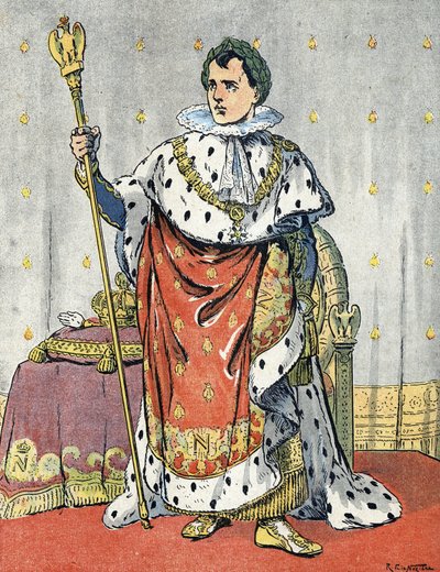 皇帝ナポレオン1世（1769-1821）の肖像 イラスト：レイモン・ド・ネジエール 「我らの栄光-国民」 1920年 個人蔵 作： Raymond de la Neziere
