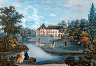 マルメゾン城のファサードと公園の眺め。 レジーナ・キャサリン・キャリーの水彩画。 19世紀初頭。 マルメゾン。 ミュゼ ドゥ シャトー (Musee Du Chateau) - マルメゾン城の正面と公園の眺め。 レジーナ・キャサリン・キャリーの水彩画。 早い 作： Regina Catherine Carey