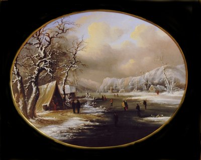 ニュージャージー州のウィンター スケート。 1847年。 作： Regis Francois Gignoux