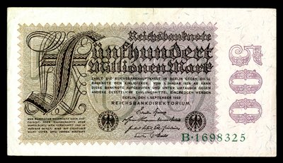 ワイマール共和国のパピエルマルク、第一次世界大戦後のハイパーインフレーション時代（1921–24） 作： Reichsbankdirektorium Berlin