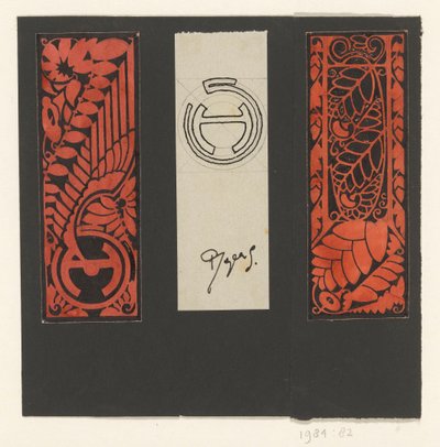 葉のモチーフとシンボルをあしらった 3 枚のパネル 作： Reijer Stolk (signed by artist)