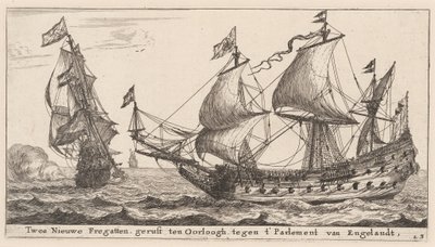 2 つのオランダのフリゲート艦 作： Reinier Nooms, called Zeeman