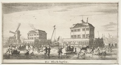 さまざまな船とアムステルダムの景色 (Verscheÿde Ships and Gesichten van Amstelredam)、パート III: De Block-huÿsen 作： Reinier Nooms, called Zeeman
