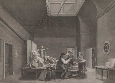 アムステルダムのフェリックス メリティス ソサエティのドローイング アカデミー。 1800年。 作： Reinier Vinkeles