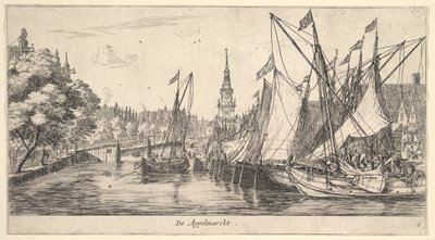 De Appelmarcktアップルマーケット、アムステルダムのビュー、プレート6、約。 165962 作： Reinier Zeeman