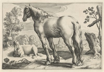 2 頭の馬のいる風景 Diversa Animalia Quadrupedia (シリーズタイトル) 作： Reinier van Persijn