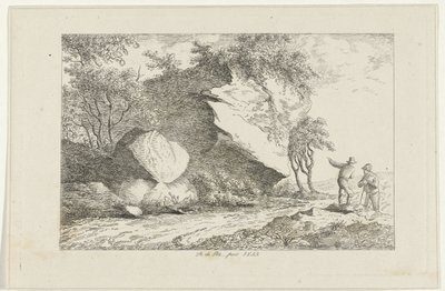 岩の近くに 2 人の人物がいる風景 作： Reinierus Albertus Ludovicus baron van Isendoorn à Blois