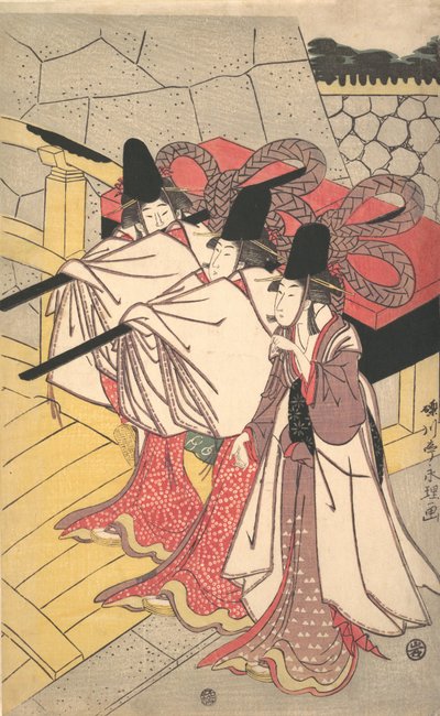 妻が彼を待っている彼の宮殿に戻る源氏王子 1797 年。 1797年。 作： Rekisentei Eiri