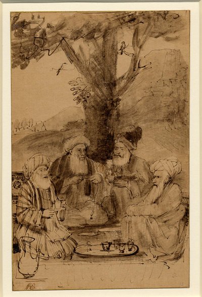 木の下に座る4人のムラ人 レンブラント 1656-61年頃 作： Rembrandt