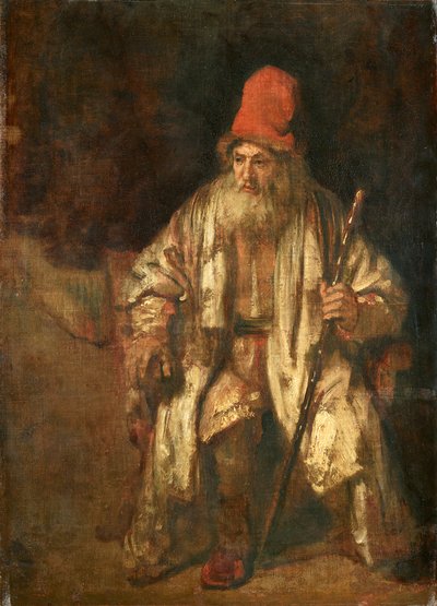 赤い帽子の老人 作： Rembrandt