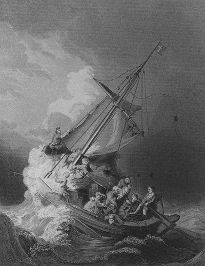 嵐の中のキリスト」（エングレービング 作： Rembrandt Harmensz. van Rijn (after)