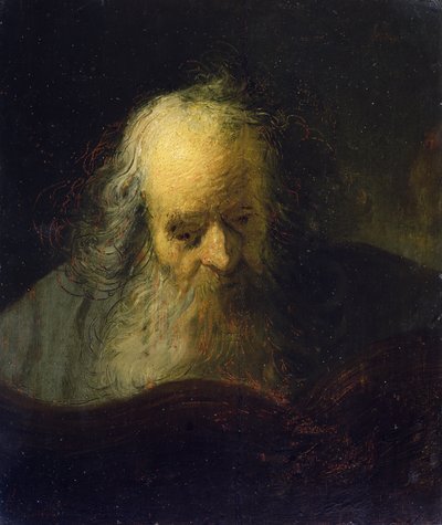本を読む老人」（油彩・キャンバス 作： Rembrandt Harmensz. van Rijn (circle of)