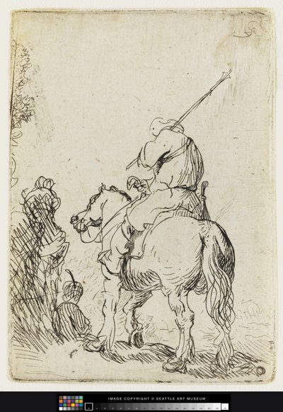 馬に乗った乱暴な兵士、1632年頃（エッチング） 作： Rembrandt van Rijn