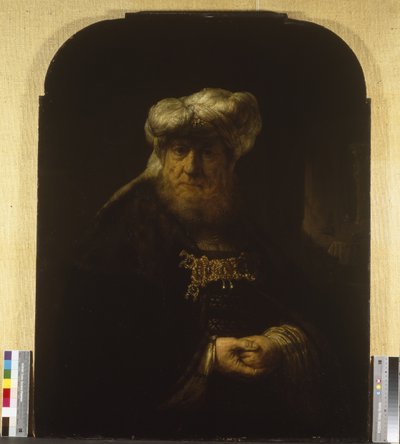 東洋風の衣装を着た男 1639年頃 （木板に油彩 作： Rembrandt Harmensz. van Rijn