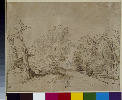 森の道（1650年頃）紙にペンとインク 作： Rembrandt Harmensz. van Rijn